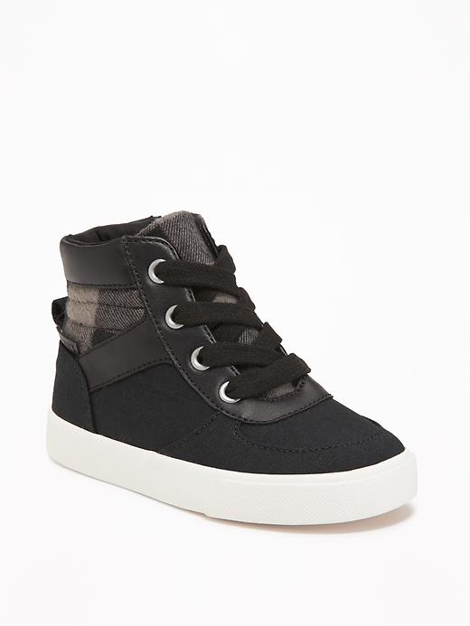 View large product image 1 of 1. Faux-Leather Trim High-Tops For Toddler Boys