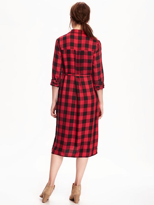 Image number 2 showing, Plaid Midi Shirt Dress for Women