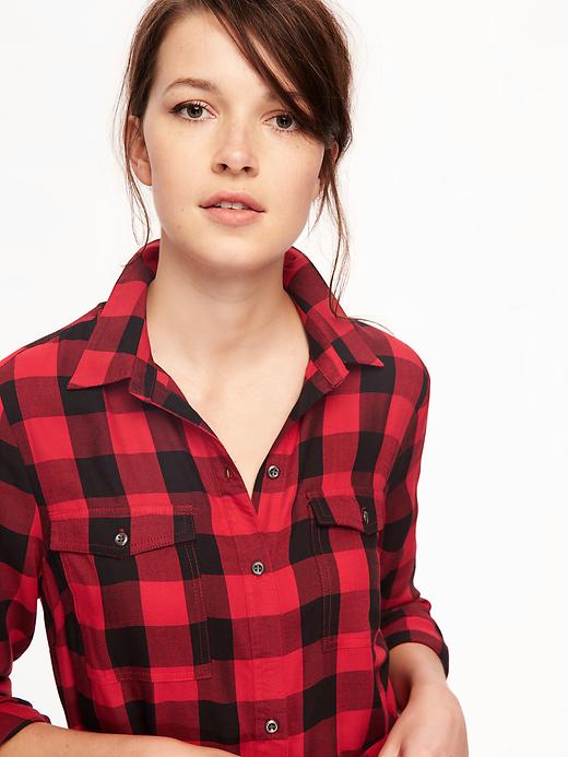 Image number 3 showing, Plaid Midi Shirt Dress for Women
