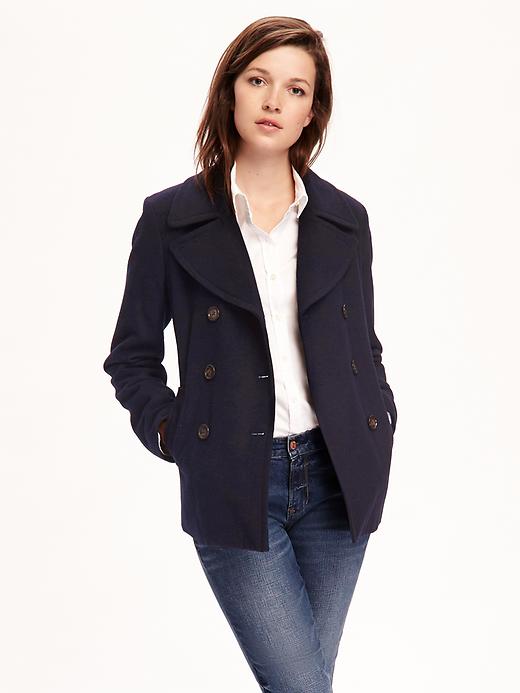 View large product image 1 of 1. Wool-Blend Peacoat for Women