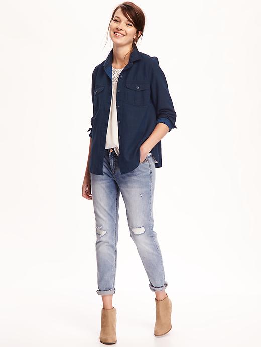 Image number 3 showing, Classic Utility Denim Shirt for Women