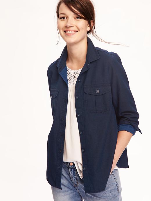 Image number 4 showing, Classic Utility Denim Shirt for Women