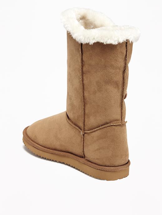View large product image 2 of 3. Tall Cozy Side-Button Boots for Girls
