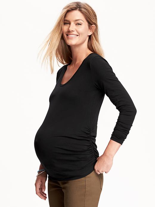 View large product image 1 of 1. Maternity Scoop-Neck Shirred Tee