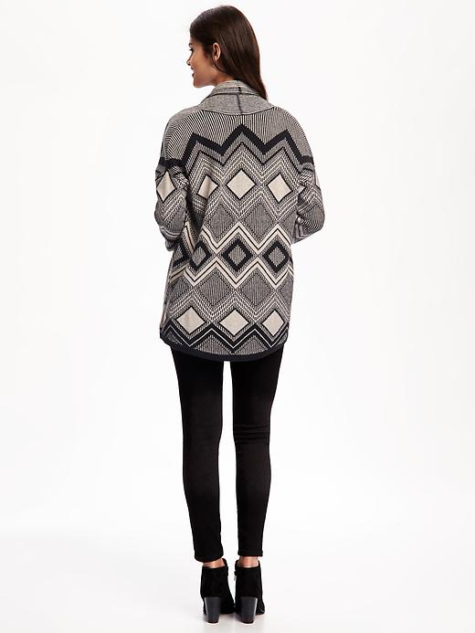 Image number 2 showing, Patterned Shawl-Collar Open-Front Cardi for Women