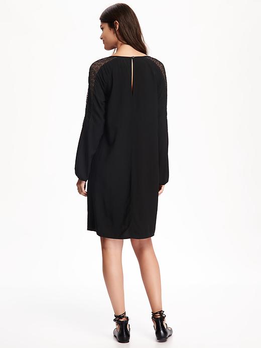Image number 2 showing, Lace-Sleeve V-Neck Shift Dress for Women