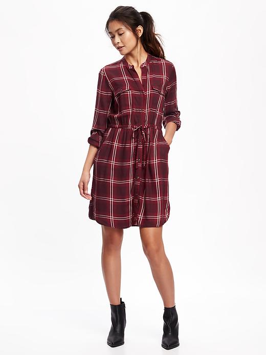 Image number 1 showing, Waisted Shirt Dress for Women