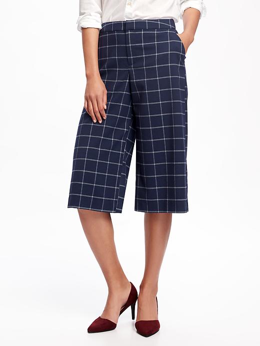 View large product image 1 of 3. Mid-Rise Drapey Wool-Blend Culottes for Women