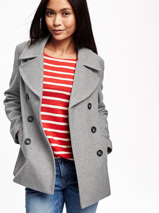 Image number 4 showing, Wool-Blend Peacoat for Women