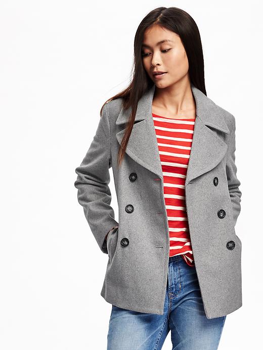 Image number 1 showing, Wool-Blend Peacoat for Women