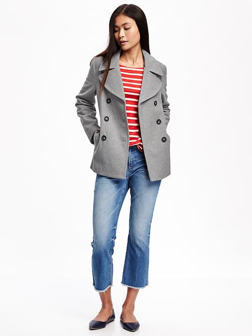 Image number 3 showing, Wool-Blend Peacoat for Women