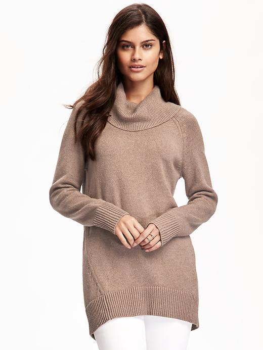 Image number 1 showing, Hi-Lo Turtleneck Tunic Pullover for Women