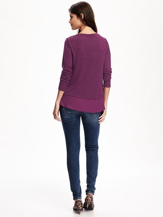 Image number 2 showing, Relaxed Chiffon-Hem Sweater-Knit Top for Women