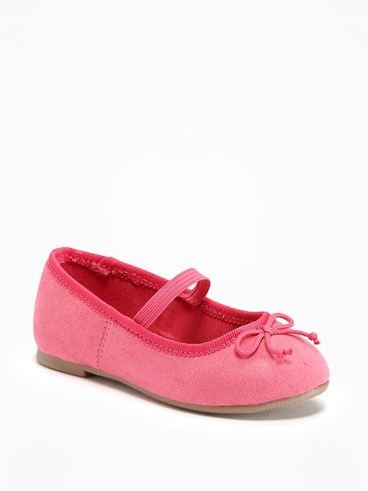 View large product image 1 of 1. Sueded Bow-Tie Ballet Flats For Toddler Girls