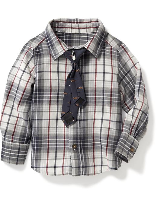 View large product image 2 of 2. Plaid Shirt & Printed Tie Set for Toddler Boys
