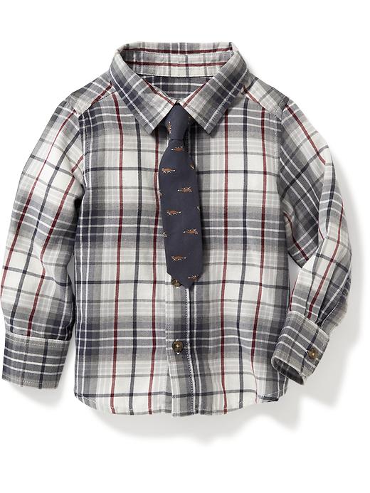 View large product image 1 of 2. Plaid Shirt & Printed Tie Set for Toddler Boys