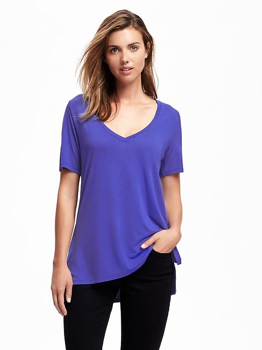 View large product image 1 of 1. Relaxed Drapey V-Neck Tee for Women