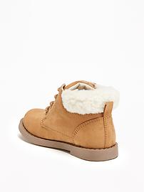 View large product image 3 of 4. Sueded Sherpa-Trim Boots For Toddler Boys