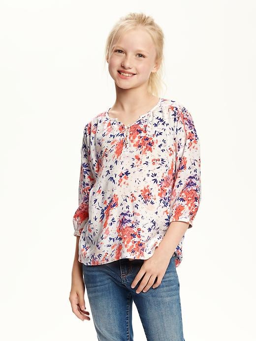 View large product image 1 of 2. Floral Popover Shirt for Girls