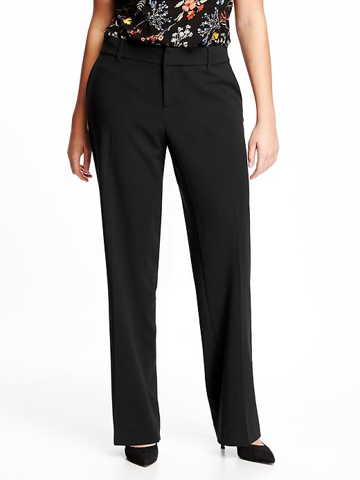 View large product image 1 of 2. Smooth & Slim Mid-Rise Plus-Size Slim Flare Trouser