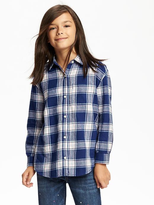 View large product image 1 of 2. Plaid Boyfriend Shirt for Girls
