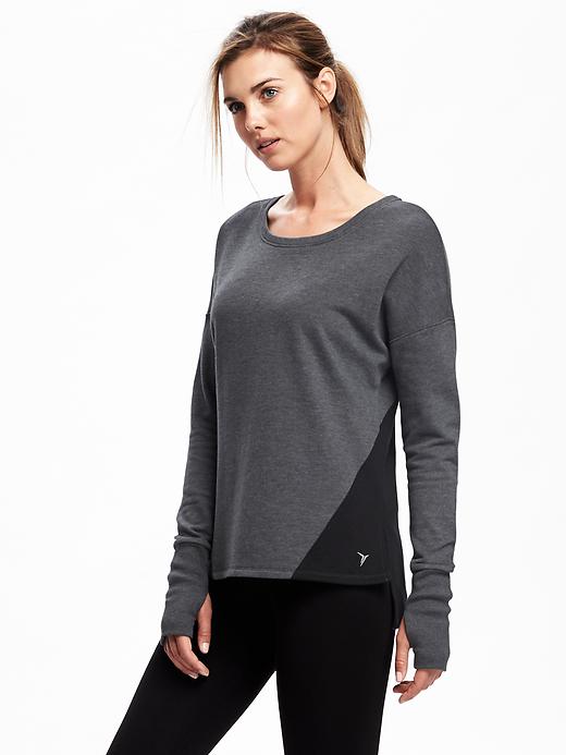 Image number 1 showing, Go-Dry Color Block Long Sleeve Fleece Top for Women
