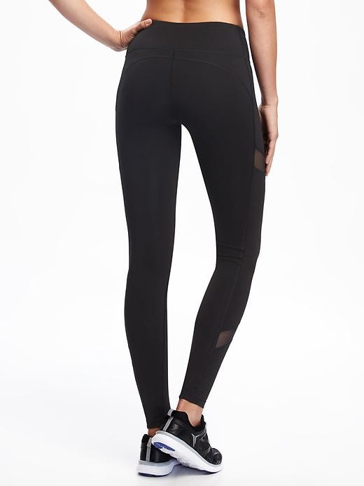 View large product image 2 of 3. Mid-Rise Mesh-Panel Compression Leggings for Women