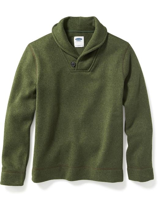 View large product image 1 of 1. Sweater-Knit Fleece Shawl-Collar Pullover for Boys