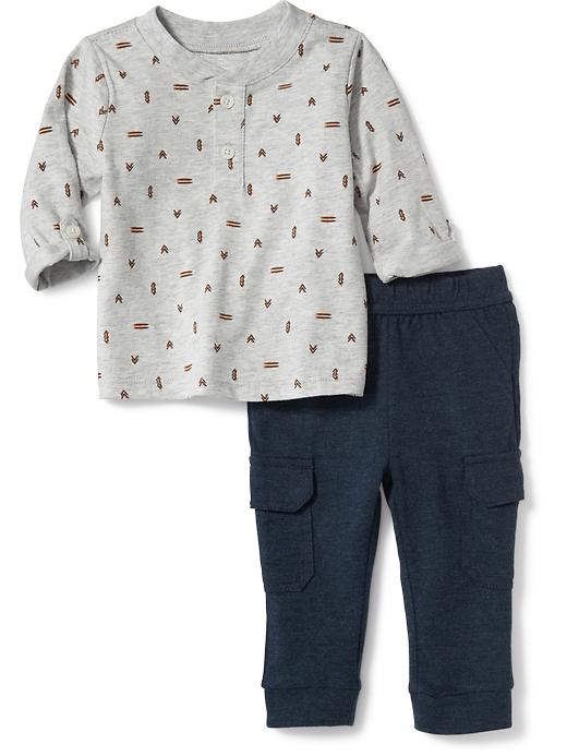 View large product image 1 of 1. 2-Piece Henley & Cargo Pant Set for Baby