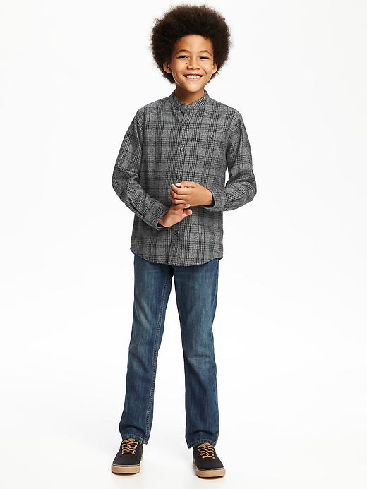 View large product image 2 of 2. Banded-Collar Plaid Flannel Shirt For Boys