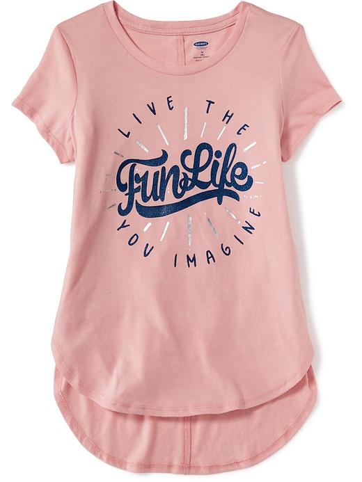 View large product image 1 of 1. Relaxed Tulip-Hem Graphic Tee for Girls