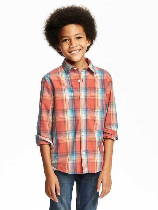 View large product image 1 of 2. Classic Plaid Pocket Shirt For Boys