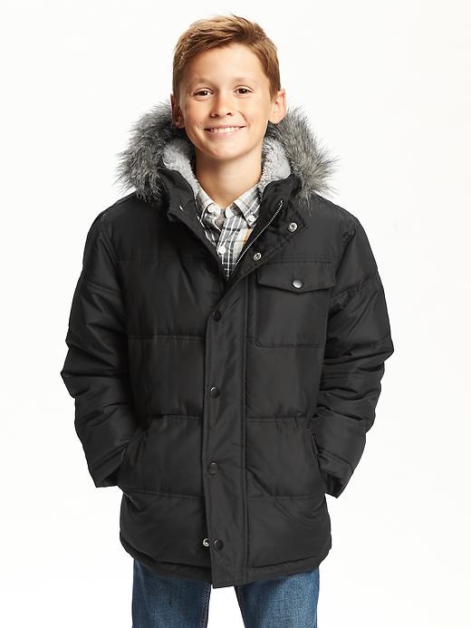 View large product image 1 of 2. Faux-Fur Trim Sherpa-Lined Parka For Boys