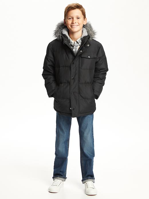 View large product image 2 of 2. Faux-Fur Trim Sherpa-Lined Parka For Boys