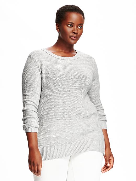 Image number 1 showing, Relaxed Textured Plus-Size Hi-Lo Sweater