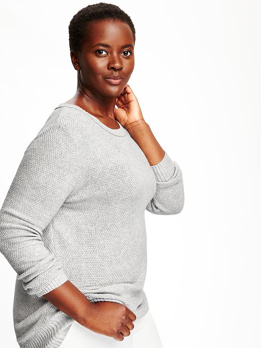 Image number 4 showing, Relaxed Textured Plus-Size Hi-Lo Sweater