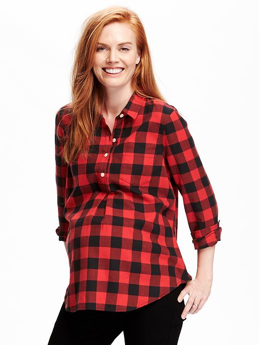 View large product image 1 of 1. Maternity Plaid Flannel Popover
