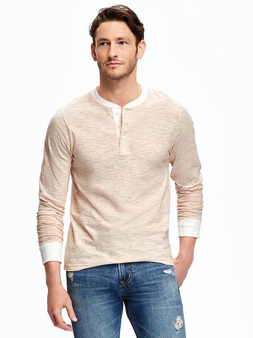 View large product image 1 of 1. Textured Henley for Men