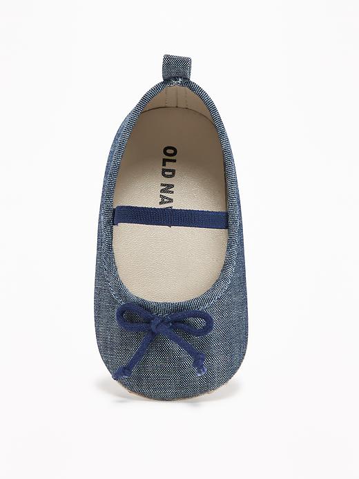 Image number 2 showing, Chambray Bow-Tie Ballet Flats for Baby