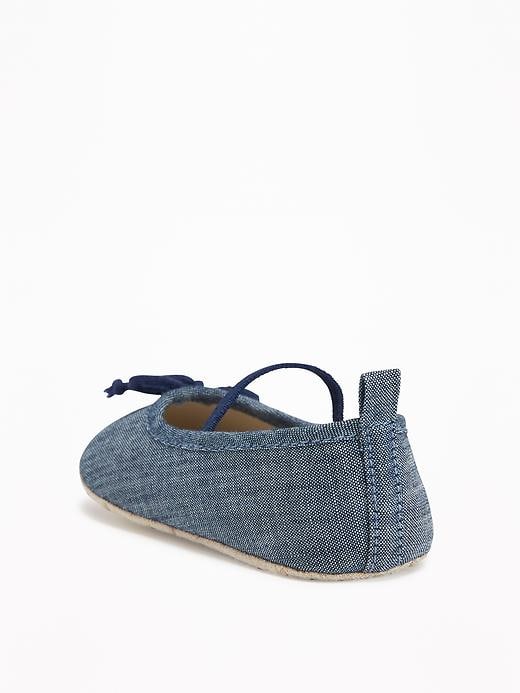 Image number 3 showing, Chambray Bow-Tie Ballet Flats for Baby