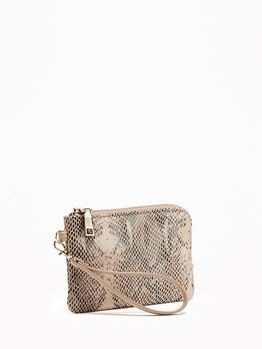 View large product image 1 of 2. Faux-Snakeskin Wristlet for Women