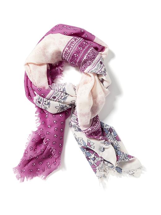 View large product image 1 of 1. Printed Raw-Edge Scarf for Women