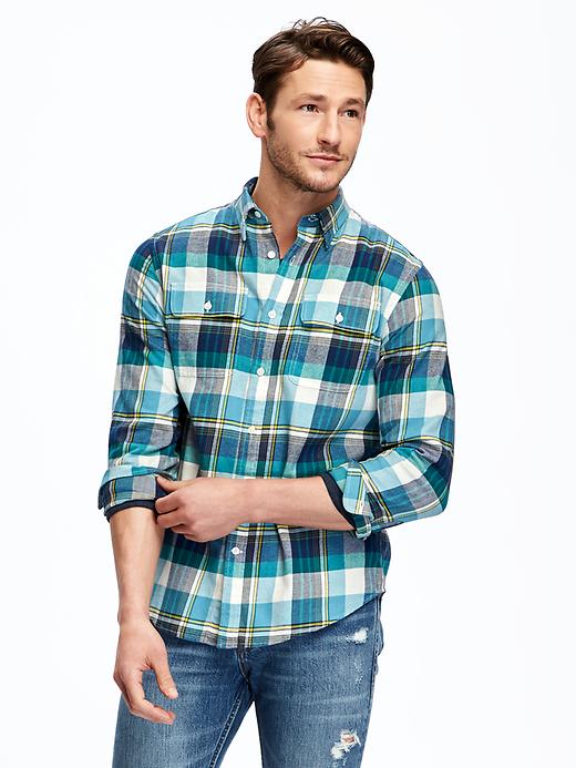 View large product image 1 of 1. Regular-Fit Plaid Flannel Pocket Shirt for Men