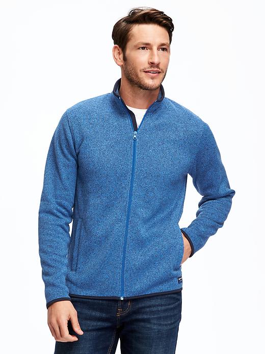 View large product image 1 of 1. Mock-Neck Sweater-Knit Fleece Jacket for Men