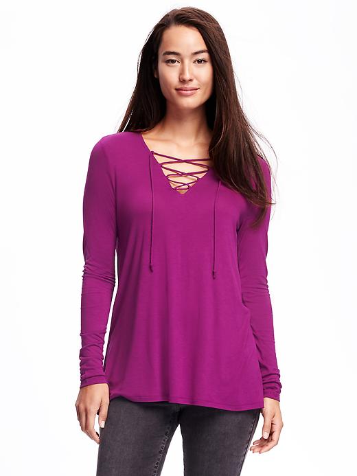 View large product image 1 of 1. Lace-Up Swing Top for Women
