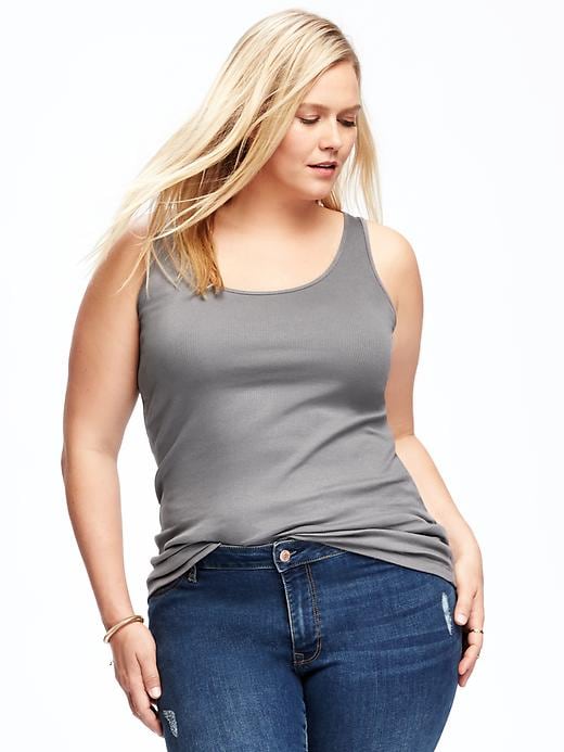 View large product image 1 of 1. Fitted Rib-Knit Plus-Size Tank