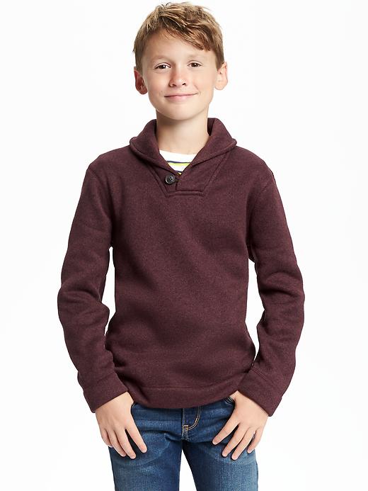 View large product image 1 of 2. Sweater-Knit Fleece Shawl-Collar Pullover for Boys