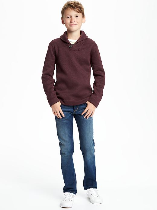 View large product image 2 of 2. Sweater-Knit Fleece Shawl-Collar Pullover for Boys
