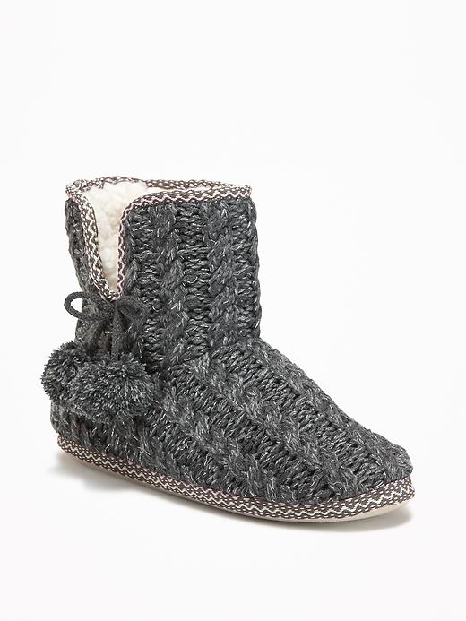 View large product image 1 of 1. Cable-Knit Slipper Booties for Women