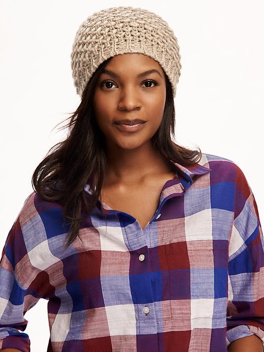 View large product image 2 of 2. Honeycomb-Knit Beanie for Women